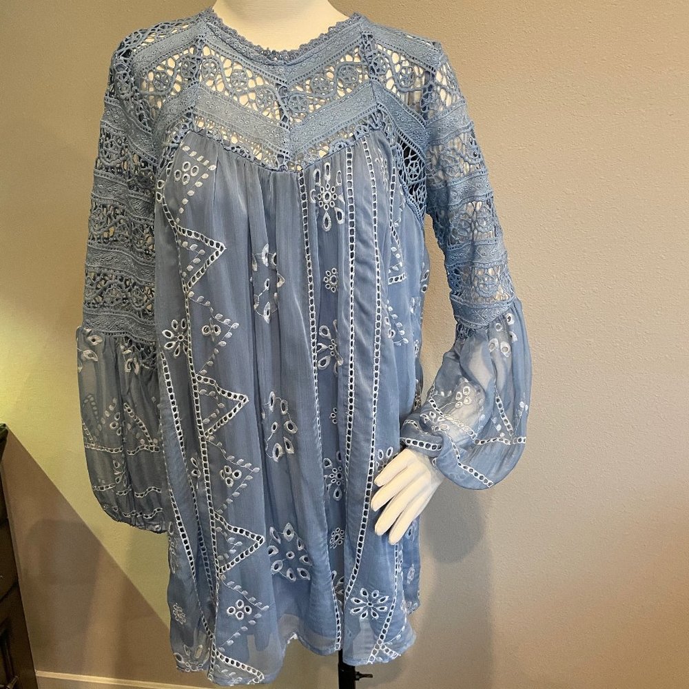 Blue Lace Mini Dress Size Small New - Picture 1 of 6